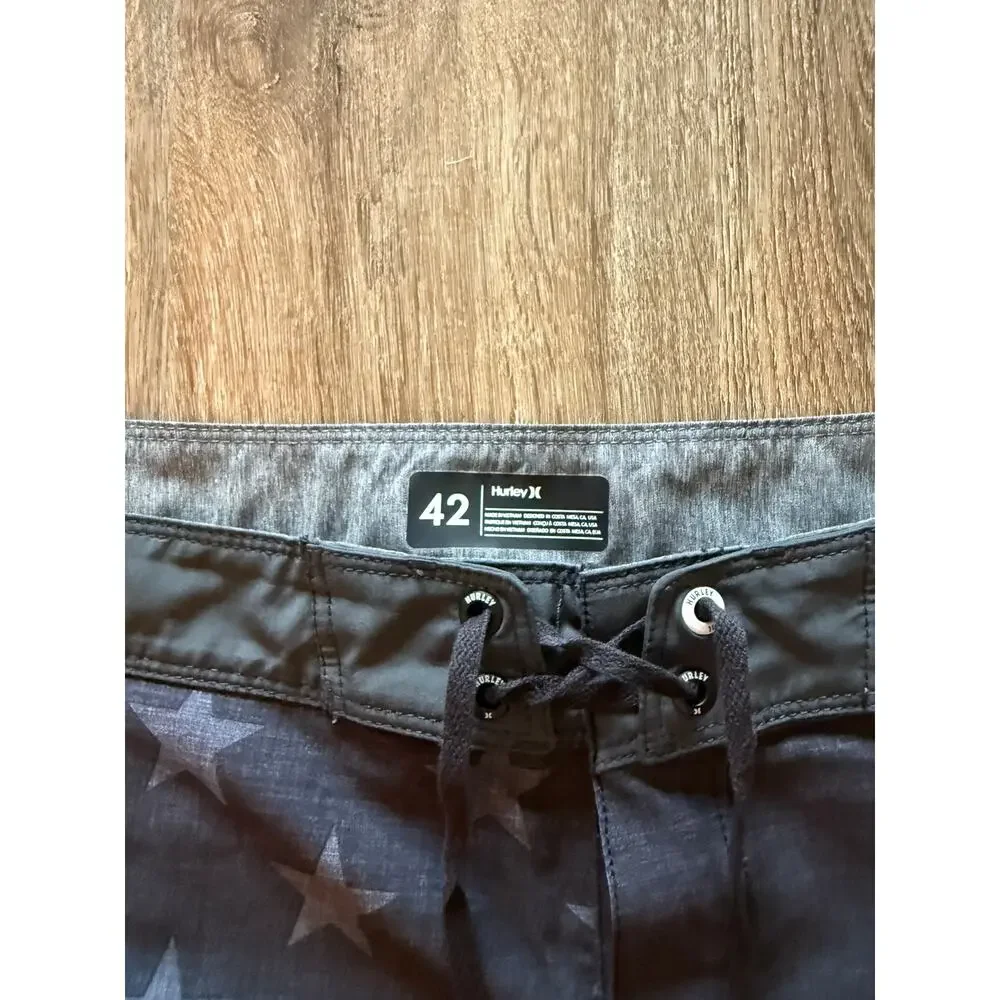 Hurley Phantom Gray American Flag Seim Trunks Size 42